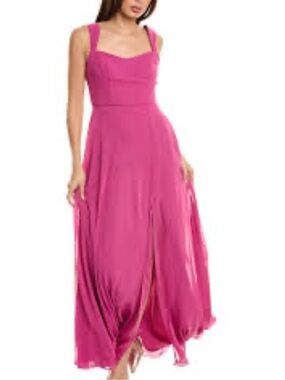 After Six Magenta Square-Neck Chiffon Maxi Dress